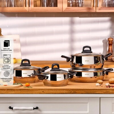 Emsan Aren 8 Parça Tencere Seti Çelik