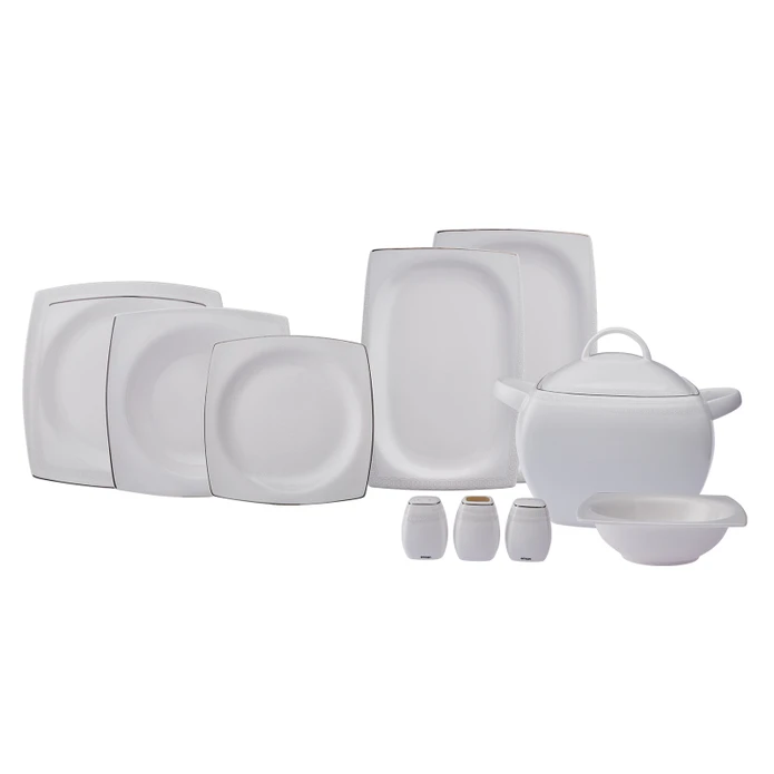 Emsan Zencerek Fine Bone 60 Parça 12 Kişilik Kare Yemek Takımı