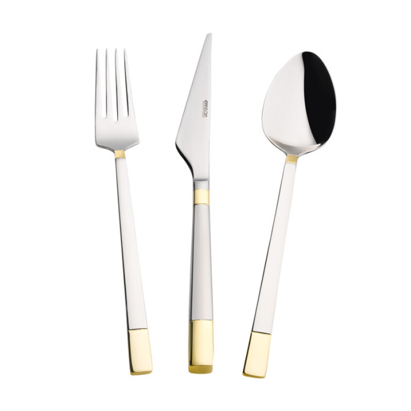 Emsan Elegance Duru Gold 84 Parça 12 Kişilik Lüks Kutulu Çatal Kaşık Bıçak Takımı