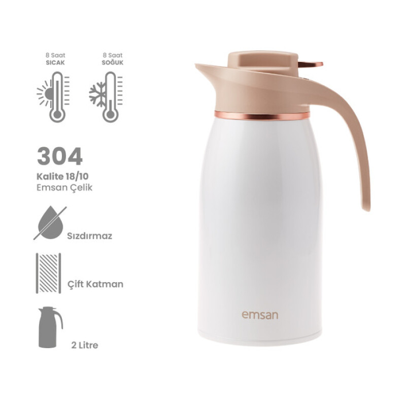 Emsan Gama Beyaz Termos 2 L