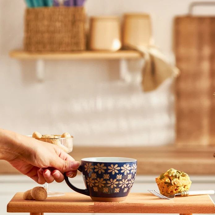 Emsan Florest Stoneware Kupa 350 ml Lacivert
