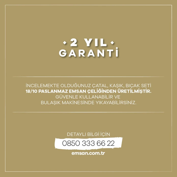 Emsan Elegance Duru Gold 84 Parça 12 Kişilik Lüks Kutulu Çatal Kaşık Bıçak Takımı
