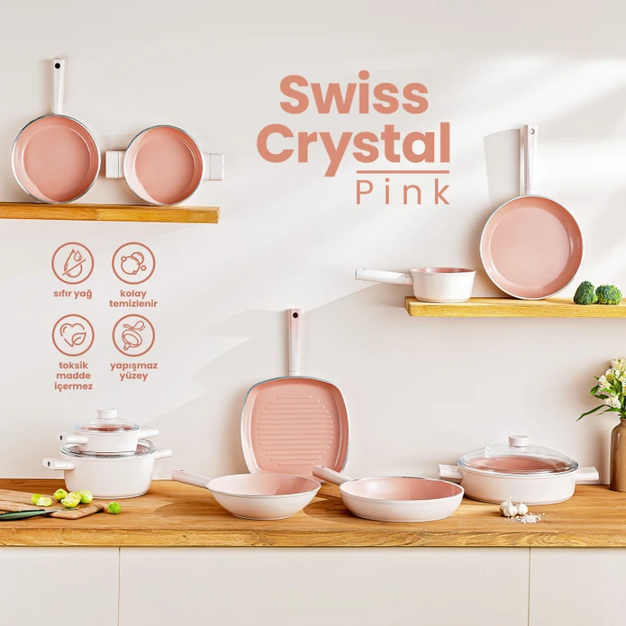 Emsan Swiss Crystal Derin Tencere- Pembe 16 cm Emsan Swiss Crystal Derin Tencere- Pembe 16 cm Emsan Swiss Crystal Derin