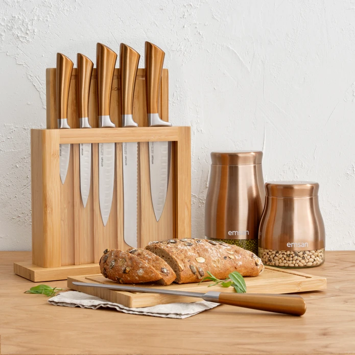 Emsan Matriks Rose Gold 7 Parça Bıçak Seti (Kesme Tahtası Hediyeli)