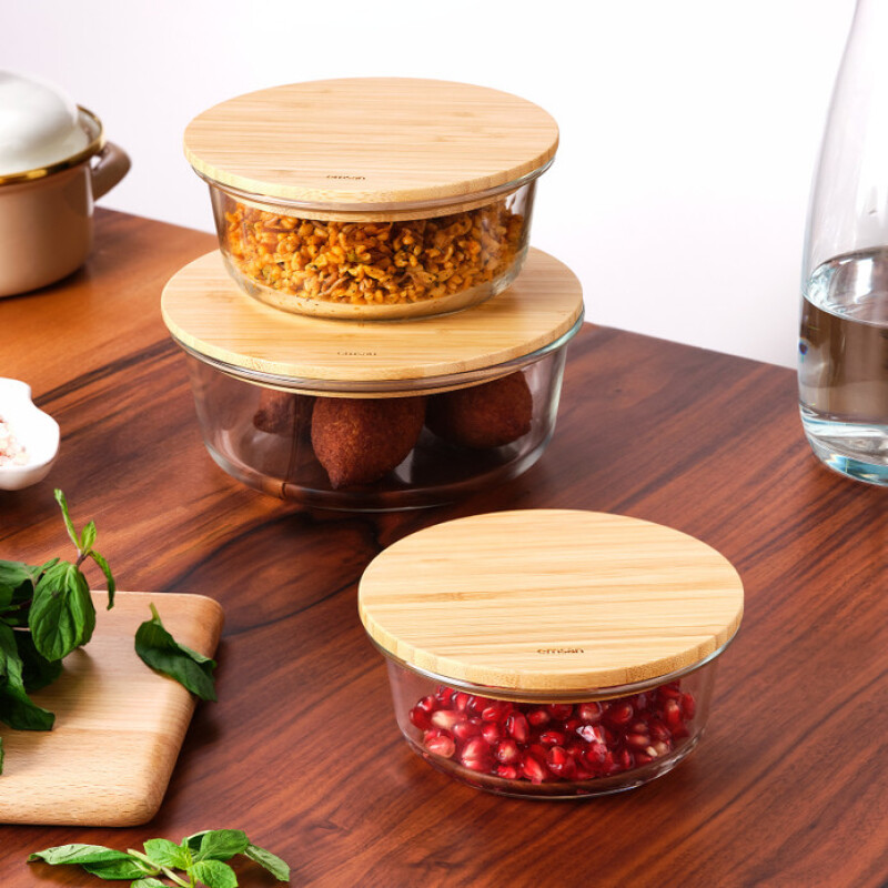 Emsan Naturel 650 ml Yuvarlak Borosilikat Saklama Kabı