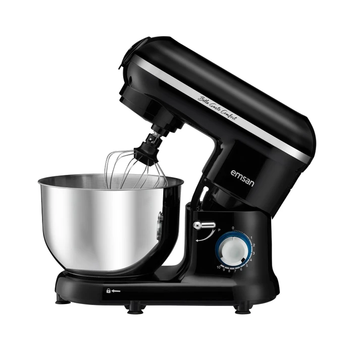 Emsan Bella Gusto Comfort Kıyma Çekme /Sucuk-Sosis/İçli Köfte Aparatlı Hamur Yoğurma Makinesi Siyah 1300W 5,5L