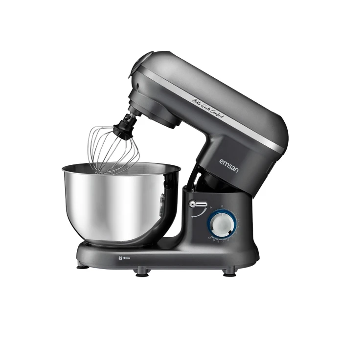 Emsan Bella Gusto Comfort Kıyma Çekme /Sucuk-Sosis/İçli Köfte Aparatlı Hamur Yoğurma Makinesi Gri 1300W 5,5L