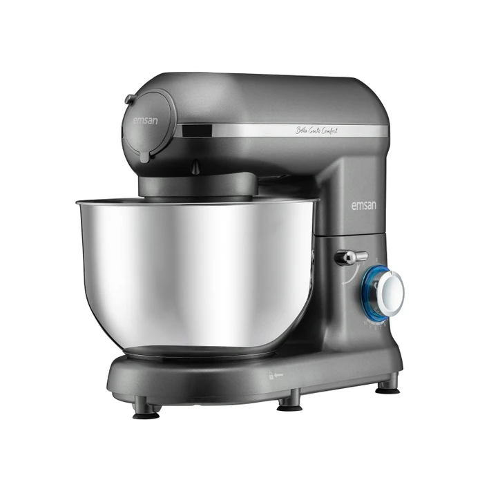 Emsan Bella Gusto Comfort Kıyma Çekme /Sucuk-Sosis/İçli Köfte Aparatlı Hamur Yoğurma Makinesi Gri 1300W 5,5L