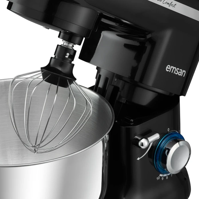 Emsan Bella Gusto Comfort Kıyma Çekme /Sucuk-Sosis/İçli Köfte Aparatlı Hamur Yoğurma Makinesi Siyah 1300W 5,5L