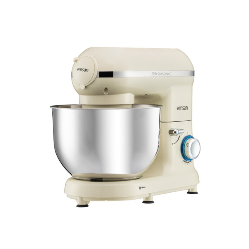 Emsan Bella Gusto Comfort Kıyma Çekme /Sucuk-Sosis/İçli Köfte Aparatlı Hamur Yoğurma Makinesi Krem 1300W 5,5L