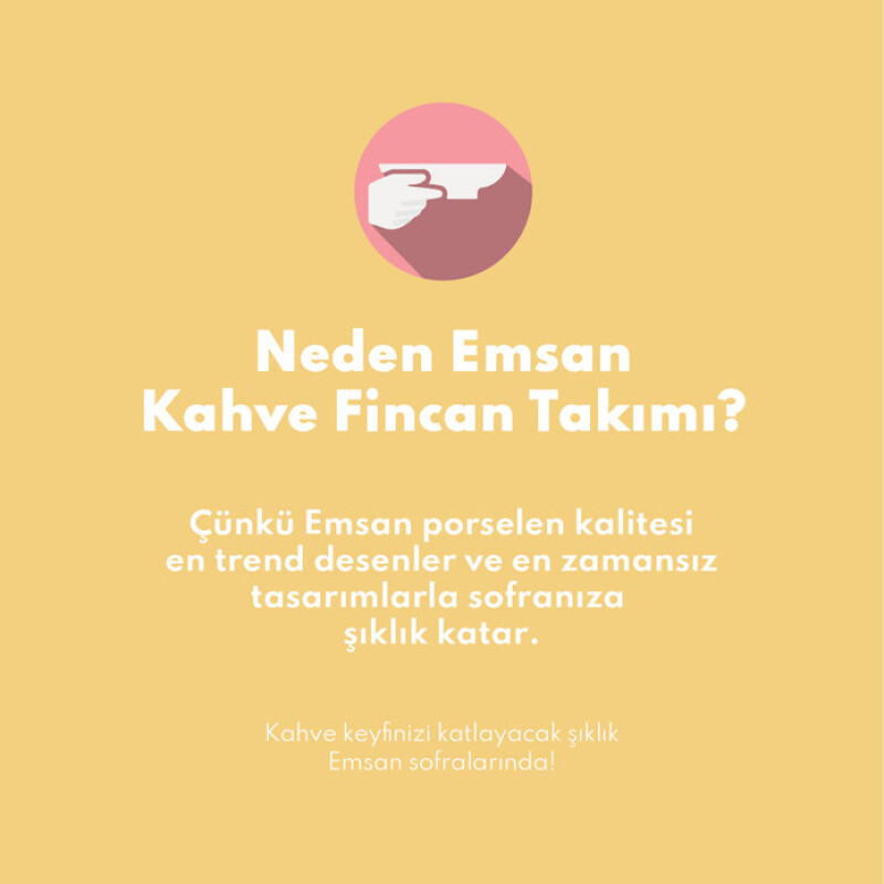 Emsan Sonsuz Aşk 2 Kişilik Kahve Fincanı Takımı Kırmızı 100 ml