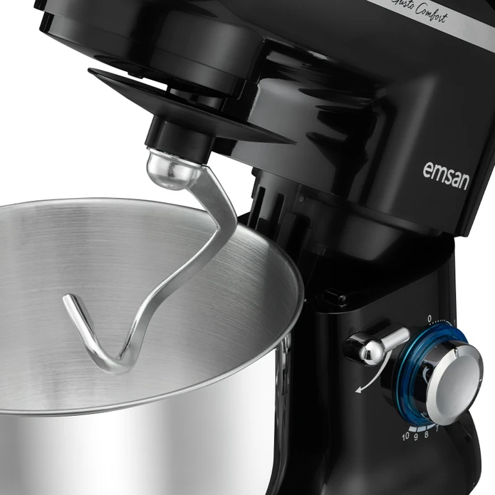 Emsan Bella Gusto Comfort Kıyma Çekme /Sucuk-Sosis/İçli Köfte Aparatlı Hamur Yoğurma Makinesi Siyah 1300W 5,5L