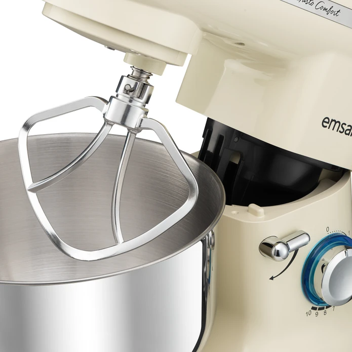 Emsan Bella Gusto Comfort Kıyma Çekme /Sucuk-Sosis/İçli Köfte Aparatlı Hamur Yoğurma Makinesi Krem 1300W 5,5L