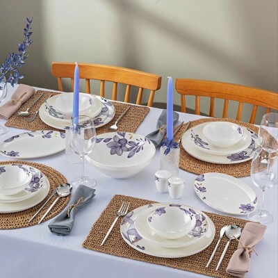 Emsan Isley New Bone 53 Parça 12 Kişilik Yuvarlak Yemek Takımı Lacivert