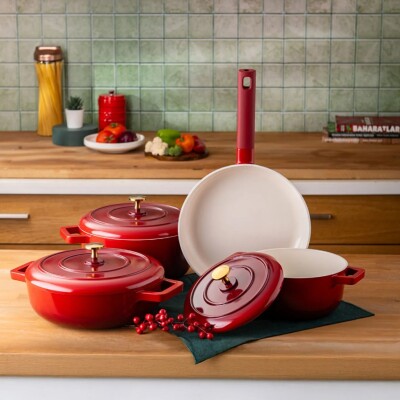 Emsan Red Royal 7 Parça Tencere Seti