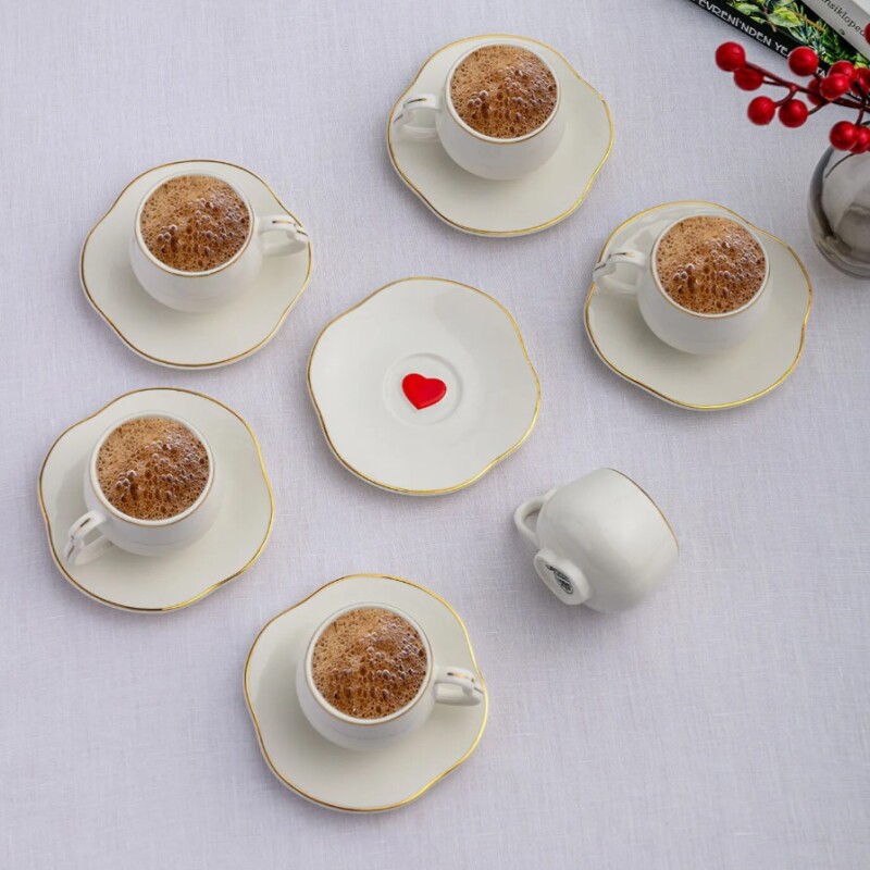 Emsan Kalpten Kalbe 6 Kişilik Kahve Fincan Takımı 90 ml