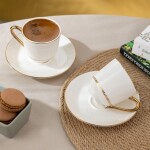 İstanbul Porselen Semin 2 Kişilik Double Kahve Fincan Takımı Gold 140 ml