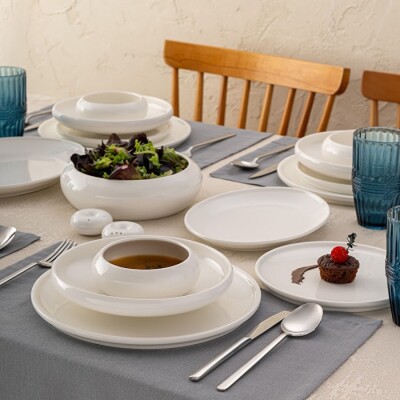 İstanbul Porselen Kınalıada 53 Parça 12 Kişilik Yuvarlak Yemek Takımı