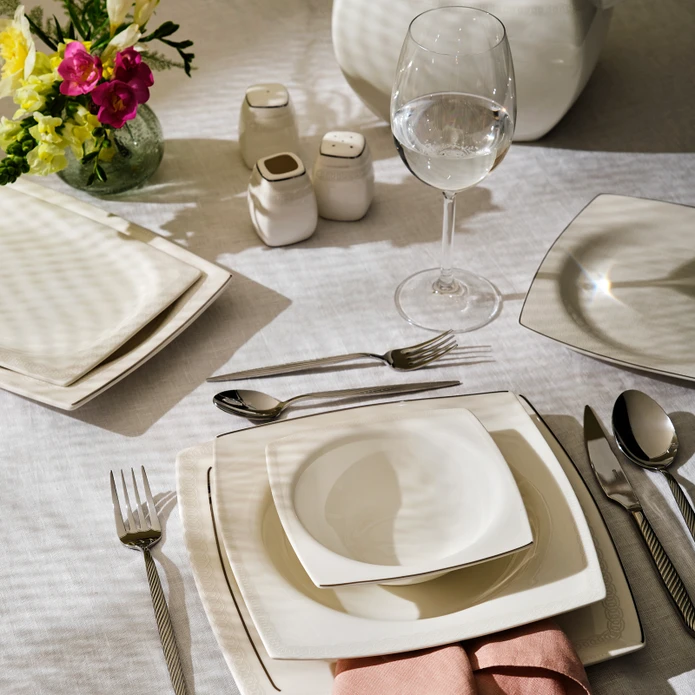 Emsan Zencerek Fine Bone 60 Parça 12 Kişilik Kare Yemek Takımı