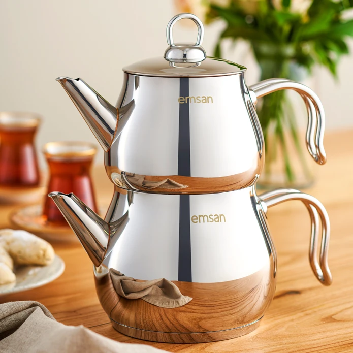 Emsan Lina Midi Çaydanlık Takımı İnox 1 - 1.6 Lt